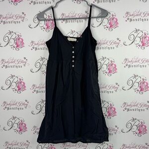 Propaganda dress buttons dark black grey ruffle Black Spaghetti Strap Dress